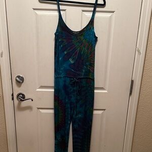 Kathmandu Imports Soft Knit Tie-Dye Sleeveless Jumpsuit - Teal Multicolor